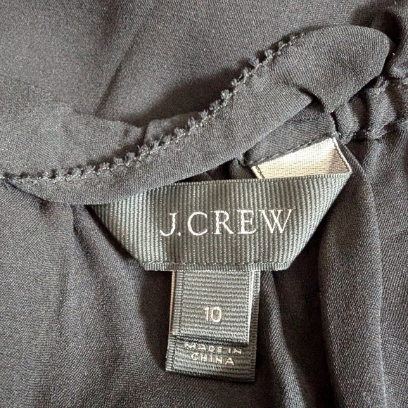 J. Crew Silk Black Ruffle Draped Cold / Off Shoulder Bell Sleeve size 10 - Picture 5 of 7